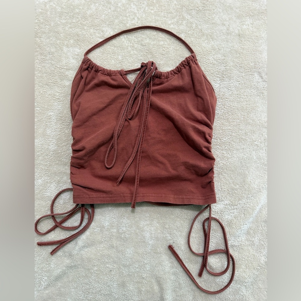 Rust Brown Halter Crop Top